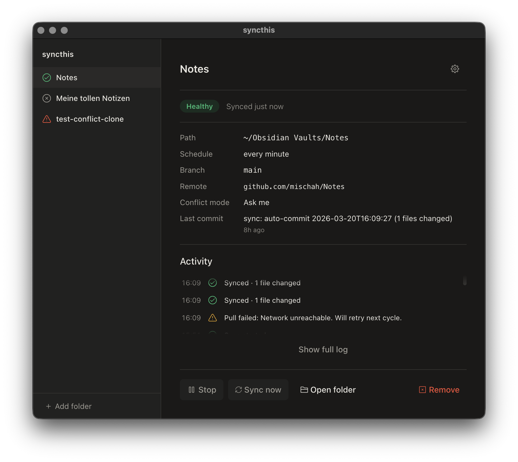 SyncThis dashboard with healthy status